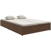 vidaXL Sonnenliege mit Auflagen Poly Rattan Braun