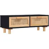 vidaXL Couchtisch Schwarz 80x40x30 cm Holzwerkstoff Massivholz Kiefer