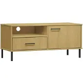 vidaXL TV-Schrank OSLO mit Metallbeinen Braun Massivholz Kiefer