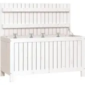 vidaXL Gartentruhe Weiß 115x49x60 cm Massivholz Kiefer