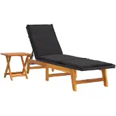 vidaXL Sonnenliege mit Tisch Poly Rattan und Massivholz Akazie