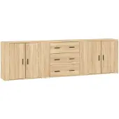 vidaXL Sideboards 3 Stk. Sonoma-Eiche Holzwerkstoff