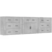 vidaXL Sideboards 3 Stk. Betongrau Holzwerkstoff