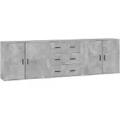 vidaXL Sideboards 3 Stk. Betongrau Holzwerkstoff
