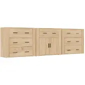 vidaXL Sideboards 3 Stk. Sonoma-Eiche Holzwerkstoff