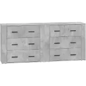 vidaXL Sideboards 2 Stk. Betongrau Holzwerkstoff