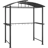 vidaXL Grillpavillon mit Seitenregalen Anthrazit 210x114x230 cm Stahl