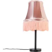 QAZQA Klassische Tischleuchte schwarz mit Oma-Schirm rosa 30 cm - Simplo