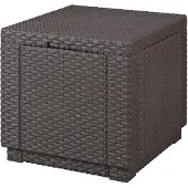 Allibert by KETER Allibert 206721 Hocker Cube mit Kissen, Rattanoptik, Kunststoff, braun
