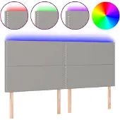 vidaXL LED Kopfteil Hellgrau 200x5x118/128 cm Stoff