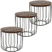 WOMO-DESIGN | 3er-Set Beistelltische Manuela Bruin Hout 56x56x56 cm | NADUVI