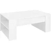ML-Design Couchtisch in Weiß, 100x60x42 cm, Geräumiger Wohnzimmertisch mit 2 Fächern an den Seiten, Moderner Design Sofatisch mit viel Stauraum
