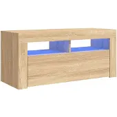 vidaXL TV-Schrank mit LED-Leuchten Sonoma-Eiche 90x35x40 cm