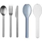 Mepal - Besteck 3-teiliges Set Ellipse - Besteck-Set für unterwegs - Besteht aus einem Messer, Gabel & Löffel - Besteck-Set mit Reiseetui - Edelstahl - Vivid Blue