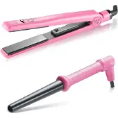 Golden Curl "The Pink Couple" Mini-Salon Glätteisen & Lockenstab Kit