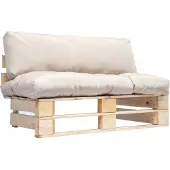 vidaXL Outdoor-Sofa Paletten mit Kissen in Sandfarben Kiefernholz