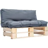 vidaXL Outdoor-Sofa Paletten mit Kissen in Grau Kiefernholz