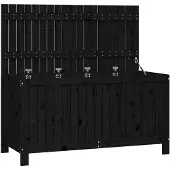 vidaXL Gartentruhe Schwarz 121x55x64 cm Massivholz Kiefer