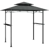 vidaXL Grillpavillon mit Seitenregalen Anthrazit 240x150x243 cm Stahl