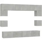vidaXL 8-tlg. TV-Schrank-Set Betongrau Holzwerkstoff