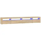 vidaXL TV-Schrank mit LED-Leuchten Sonoma-Eiche 270x35x40 cm