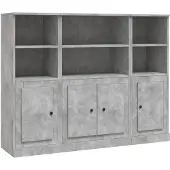 vidaXL Highboards 3 Stk. Betongrau Holzwerkstoff