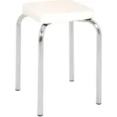 Haku Stapelhocker , eckig, Sitzpolster, Bezug Kunstleder weiß, B 360 x T 360 x H 490 mm, Stahl chromsilber, 8 Stück