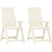 vidaXL Verstellbare Gartenstühle 2 Stk. Kunststoff Weiß