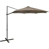 vidaXL Ampelschirm mit LED-Beleuchtung 300 cm Taupe