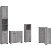 vidaXL 4-tlg. Badmöbel-Set Grau Sonoma Holzwerkstoff
