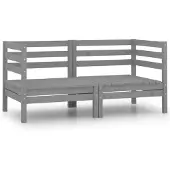 vidaXL 2-Sitzer-Gartensofa Grau Kiefer Massivholz