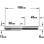 Cmt 104.080.30 Fischbackenbohrer 8mm, Schaft 13 x 50mm