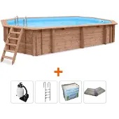 Interline Holzpool Bali oval L 8,40 x B 4,90 x H 1,36 m Schwimmbecken