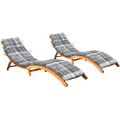 vidaXL Sonnenliegen 2 Stk. mit Auflagen Massivholz Akazie