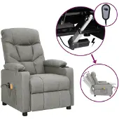 vidaXL Massagesessel Elektrisch Hellgrau Stoff