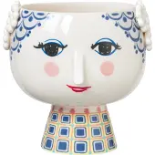 Bjørn Wiinblad Blumentopf "Eva" in Weiß/ Blau - (H)19 x Ø 21 cm - onesize