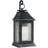 Elstead Lighting Elstead Shepherd Außen-Wandleuchte E27 89cm Dunkel verwittertes Zink IP44 Anti-Meerwasser