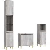 vidaXL 3-tlg. Badmöbel-Set Grau Sonoma Holzwerkstoff