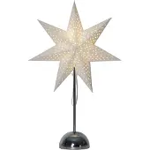 Star Trading LED Papierstern Lottie - stehend - 7-zackig - 46 warmweiße LED - D: 35cm, H: 55cm - weiß/silber