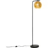 QAZQA Design Stehleuchte Schwarz mit Goldenem Glas Bert