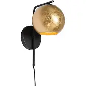 QAZQA Design-Wandleuchte schwarz mit goldenem Glas - Bert