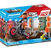 Playmobil Stuntshow 71256 Starter Pack Stuntshow Motorrad mit Feuerwand
