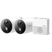 TP-LINK Tapo Intelligentes drahtloses Sicherheitskamerasystem, 2-Kamera-System, IP-Sicherheitskamera, Innen & Außen, Verkabelt & Kabellos, Wand, Schwarz, Weiß, Patrone (Form)