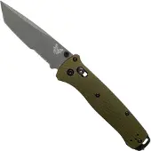 Benchmade Bailout CPM M4 Tungsten Gray Cerakote Taschenmesser, woodland green aluminum, Wellenschliff