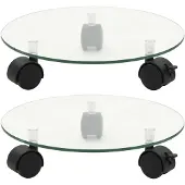 vidaXL Pflanzenständer mit Rollen 2 Stück Hartglas 28 cm Rund