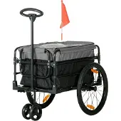 HOMCOM 2-in-1 Fahrradanhänger Lastenanhänger 40 kg Belastbarkeit Schwarz+Grau
