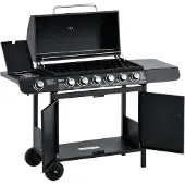 Outsunny Gasgrill BBQ Grillwagen mit 7 Brennern Schrank Multifunktion Metall