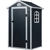 Outsunny Gerätehaus Gartenhaus mit Fenster Pultdach Outdoor Metall Grau