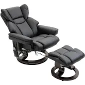 HOMCOM Relaxsessel Massagesessel mit Fußhocker Liegefunktion Kunstleder Schwarz