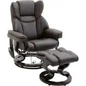 HOMCOM Relaxsessel Massagesessel mit Fußhocker Liegefunktion Kunstleder Braun
